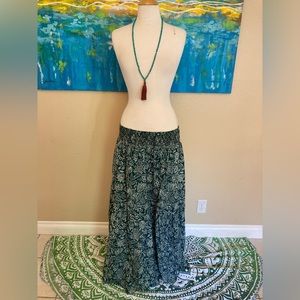 Green boho paisley maxi skirt
